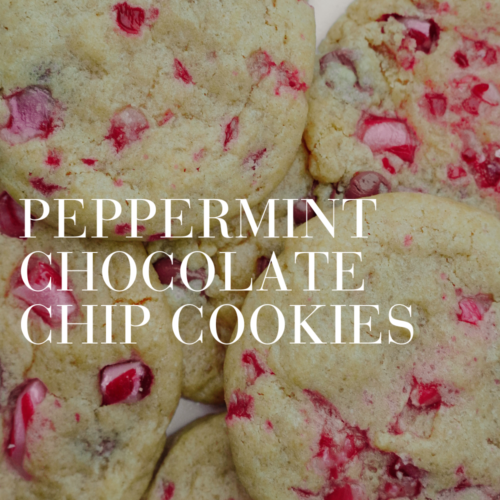 plate of peppermint chocolate chip cookies