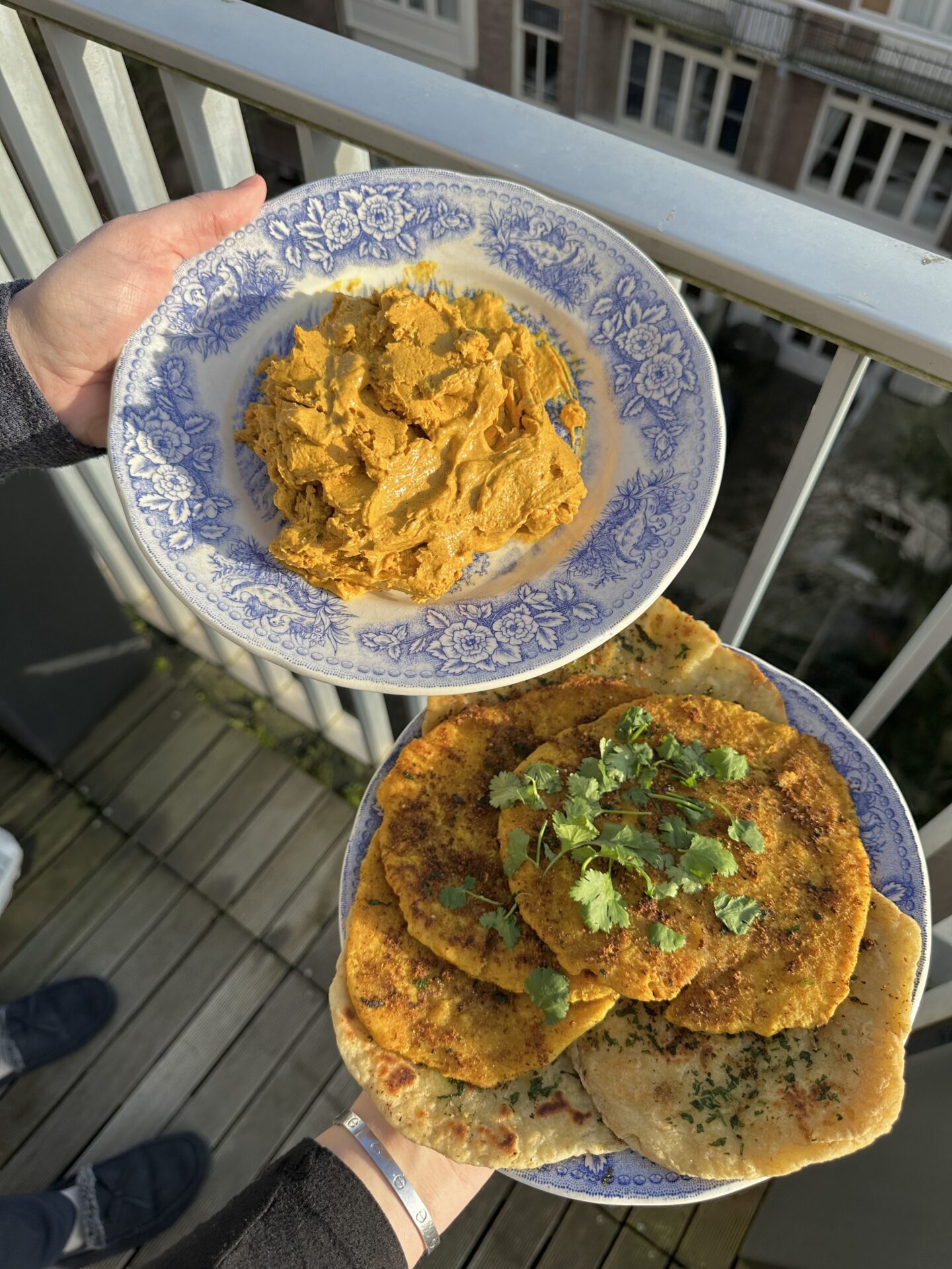 curry butter and homemade indian naan bread